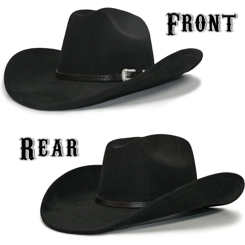 Women Raven Black Cowgirl Shape Able Wide Brim Felt Cattleman Western Hats